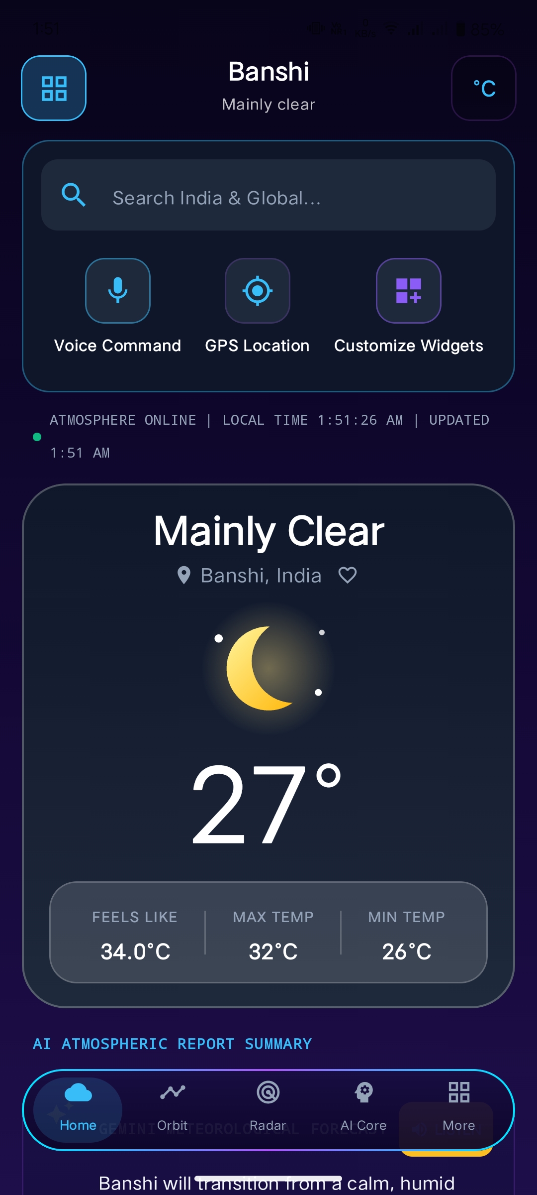 Screenshot 1 of Weather OS project